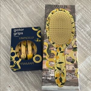 Framar wet Hair Brush and Gator Grips Set - Limoncello Yellow. 2 sets